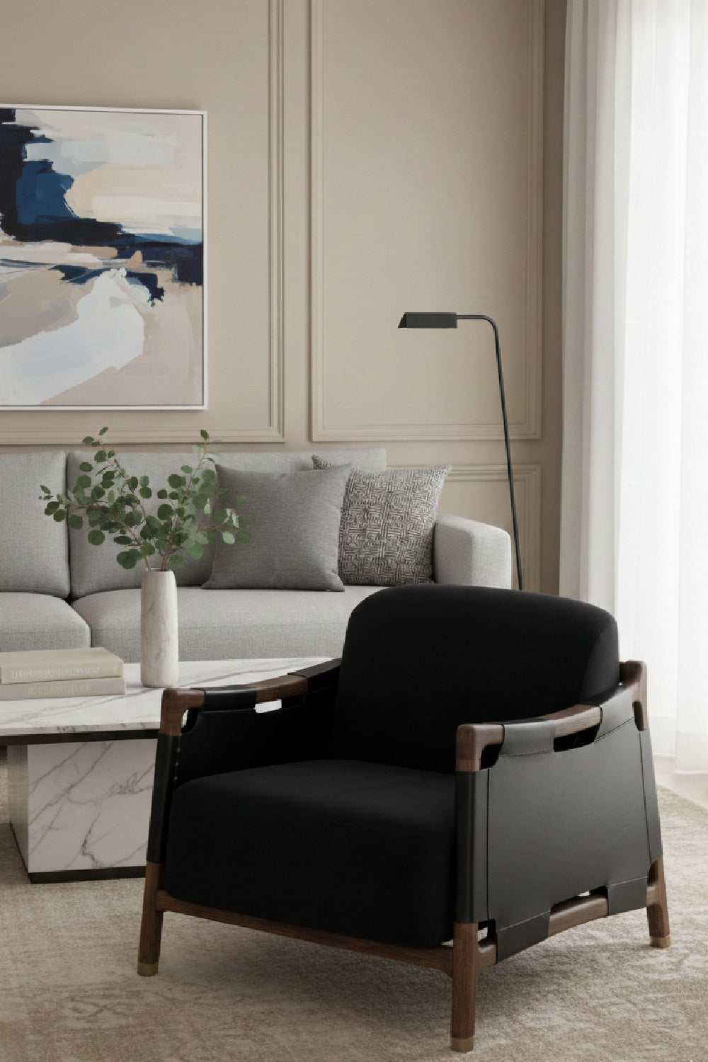 Solid Oak Framed Lounge Chair by Splendido Calloway Accent Chair, alternate view 2