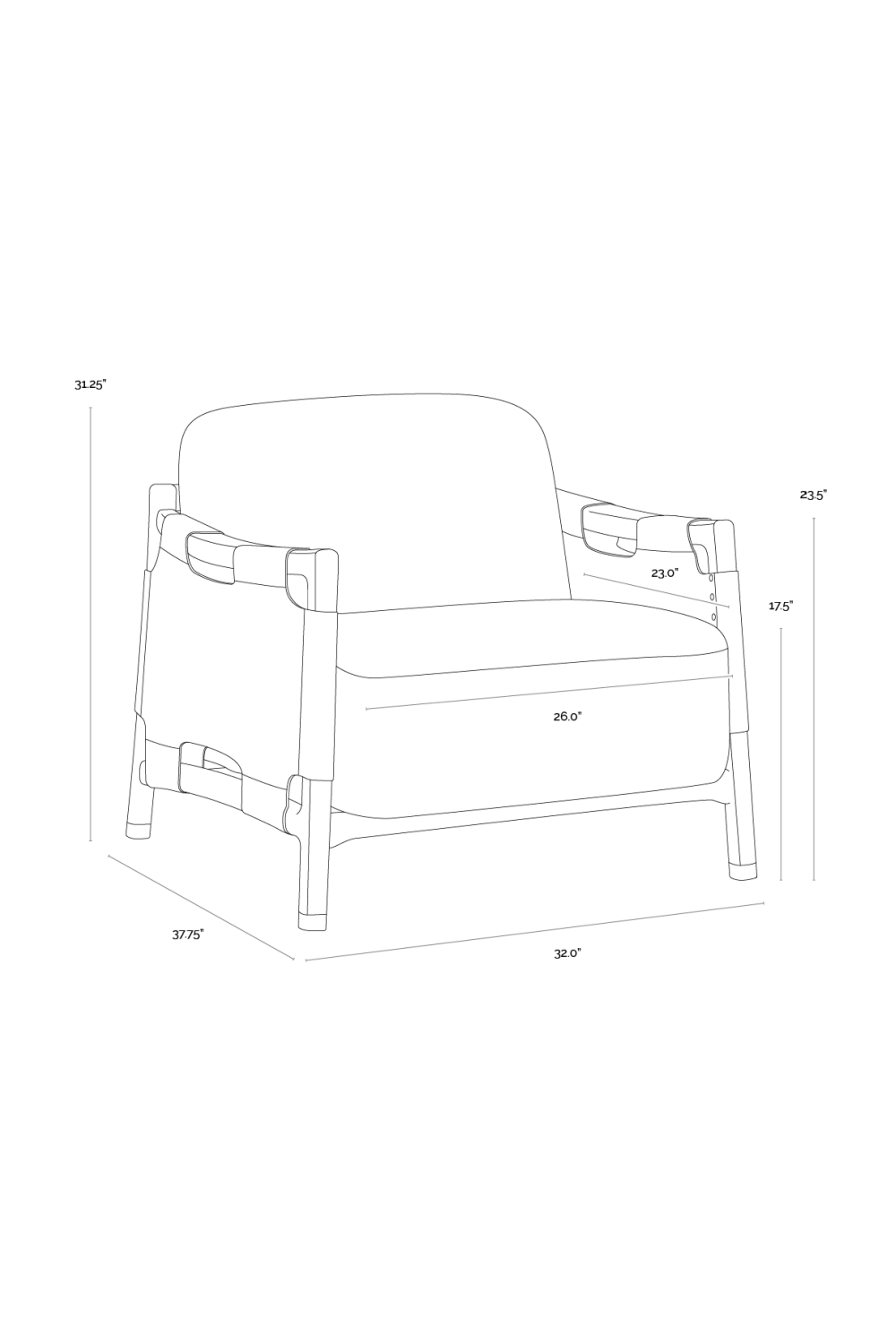 Solid Oak Framed Lounge Chair by Splendido Calloway Accent Chair, alternate view 8