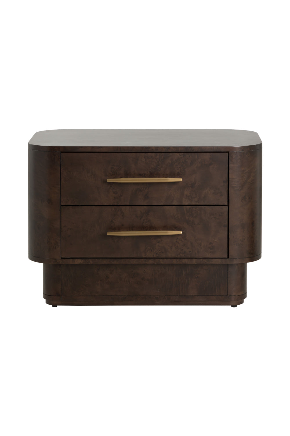 Brown Burl Veneer 2-Drawer Nightstand by Splendido Ezekiel
