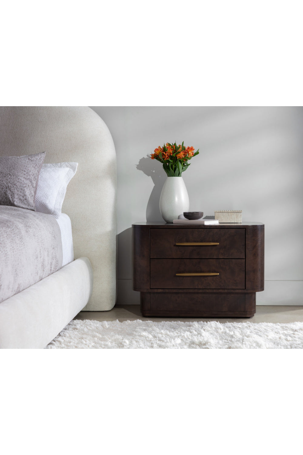 Brown Burl Veneer 2-Drawer Nightstand by Splendido Ezekiel, alternate view 12