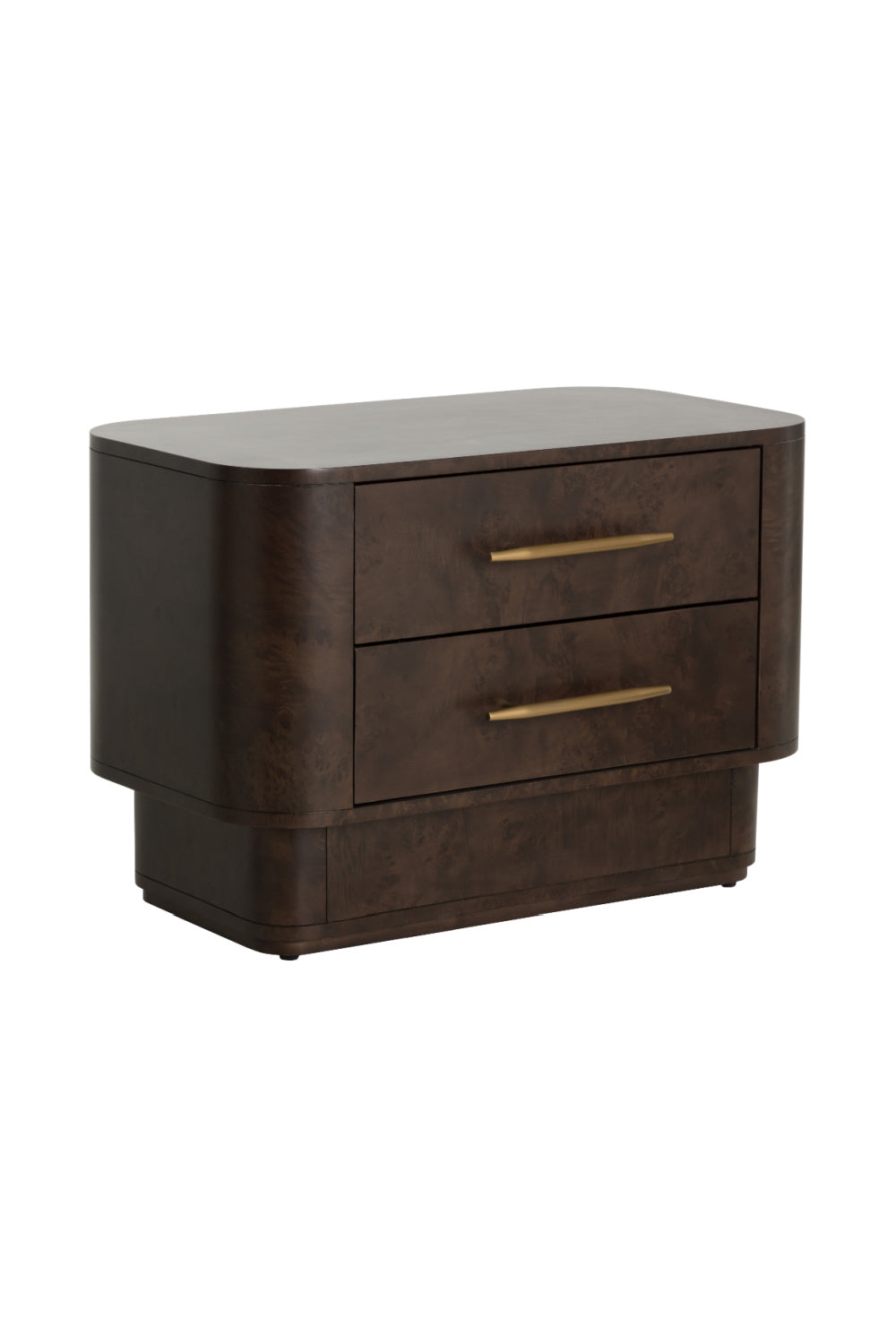 Brown Burl Veneer 2-Drawer Nightstand by Splendido Ezekiel, alternate view 3
