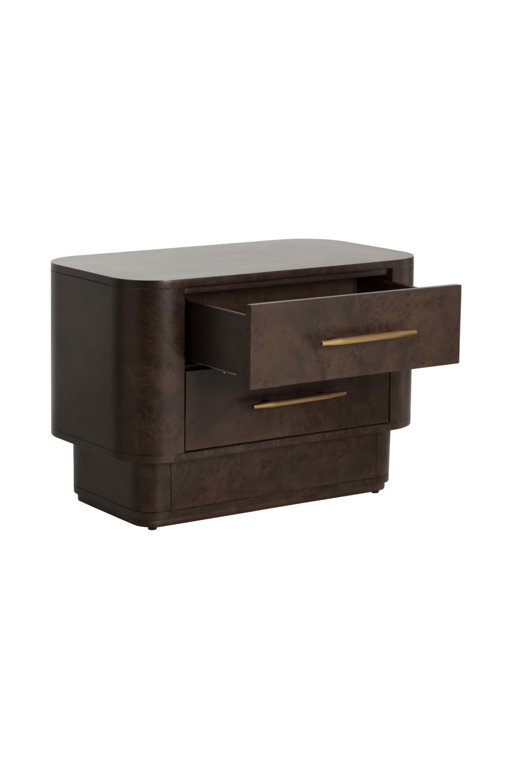 Brown Burl Veneer 2-Drawer Nightstand by Splendido Ezekiel, alternate view 4