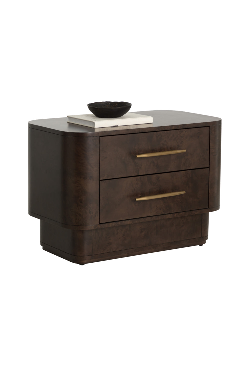 Brown Burl Veneer 2-Drawer Nightstand by Splendido Ezekiel, alternate view 5