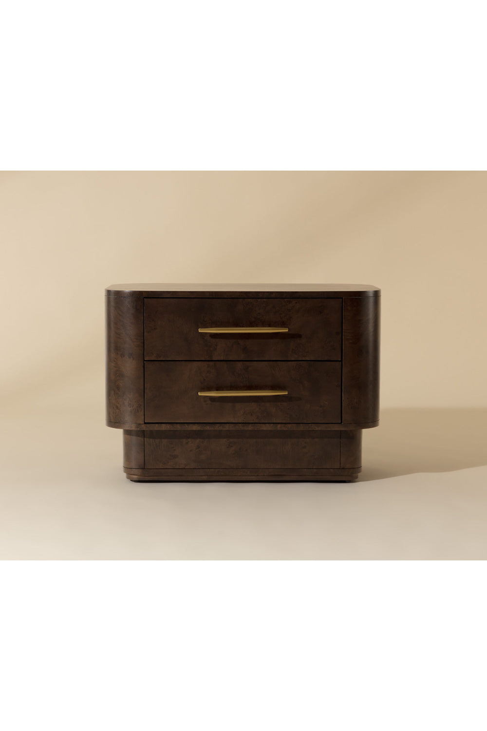 Modern European furniture - Brown Burl Veneer 2-Drawer Nightstand - www.oroa.com