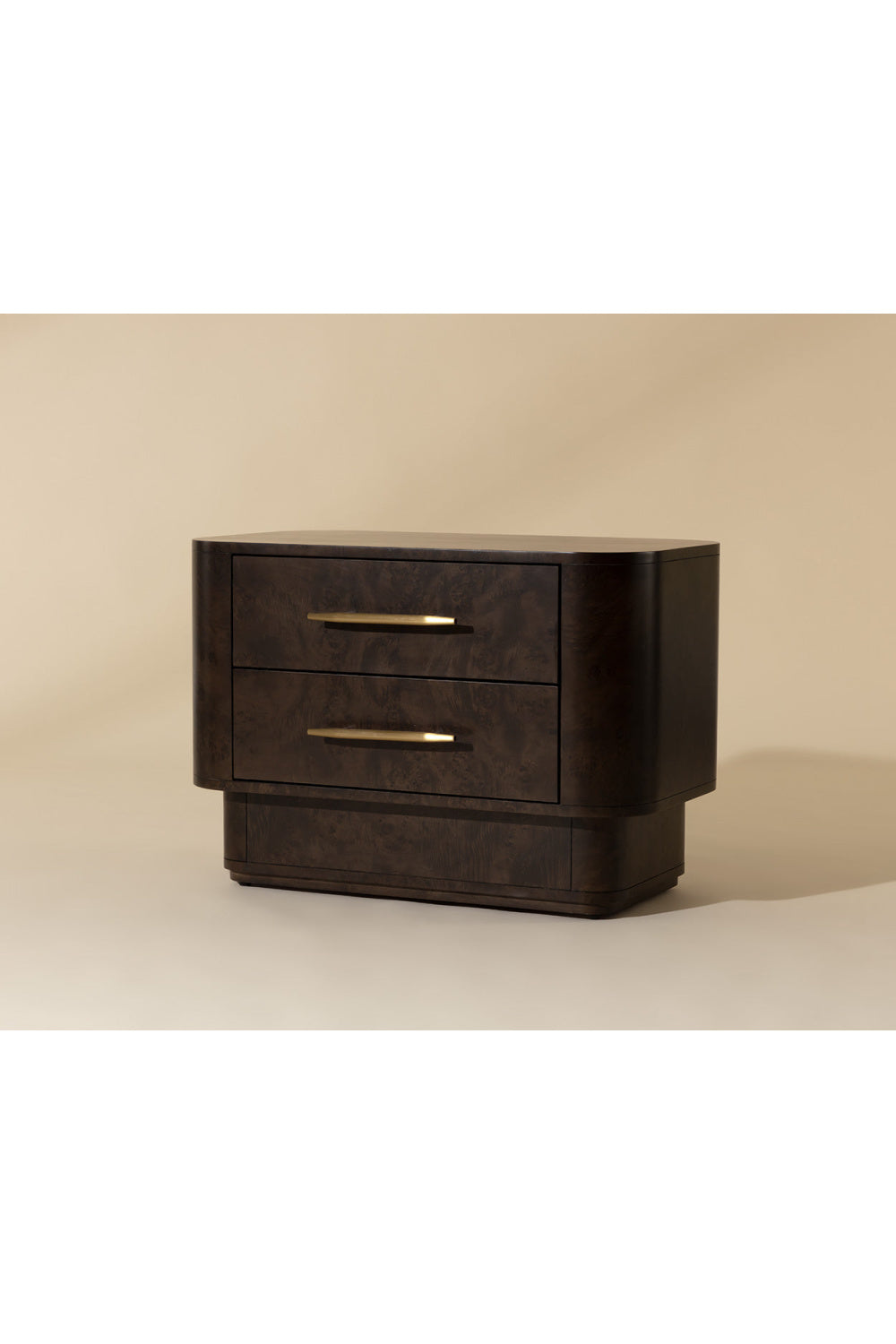 Modern European furniture - Brown Burl Veneer 2-Drawer Nightstand - www.oroa.com