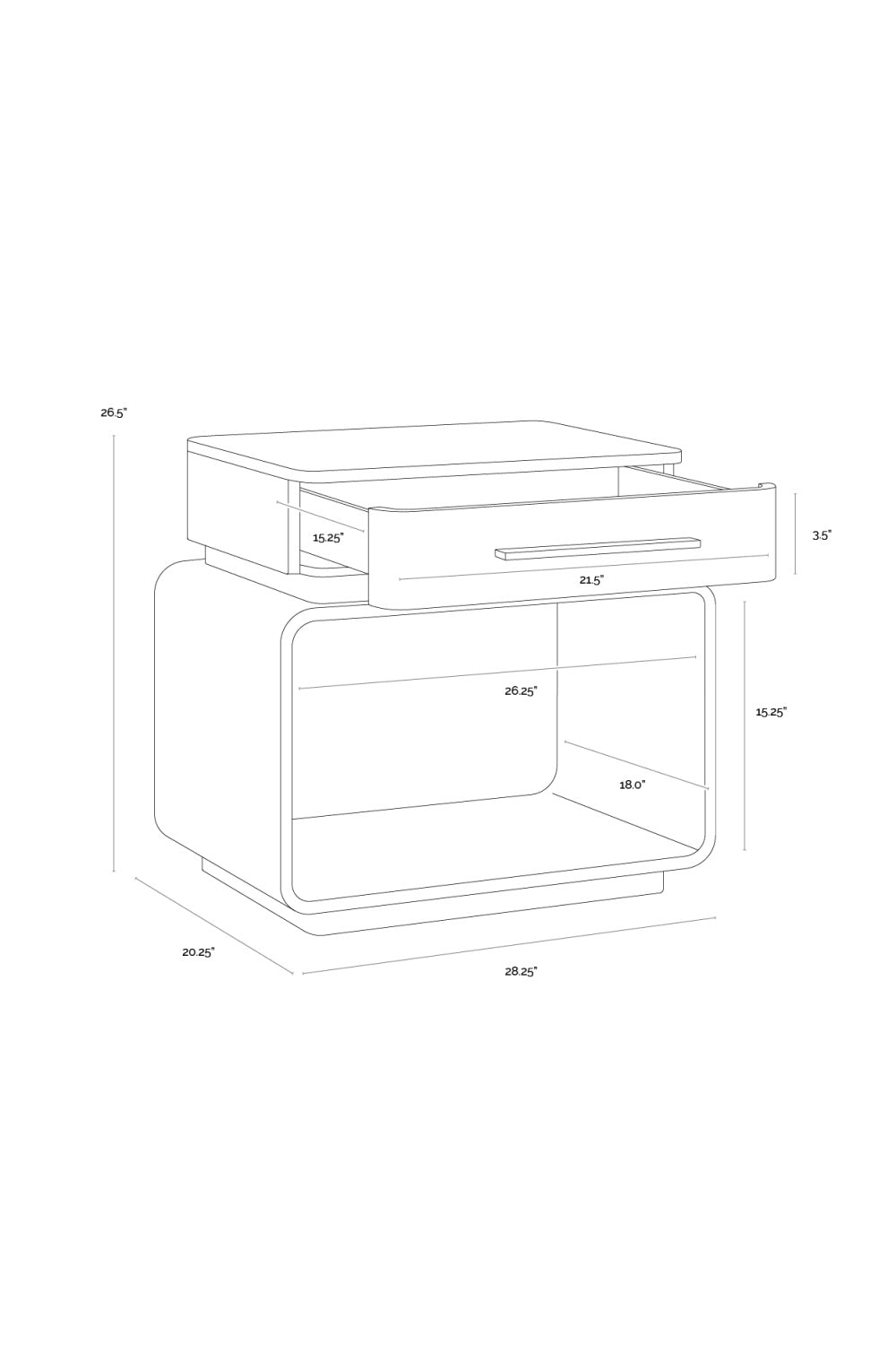 Brown Oak 1-Drawer Nightstand | Splendido Taro | Oroa.com