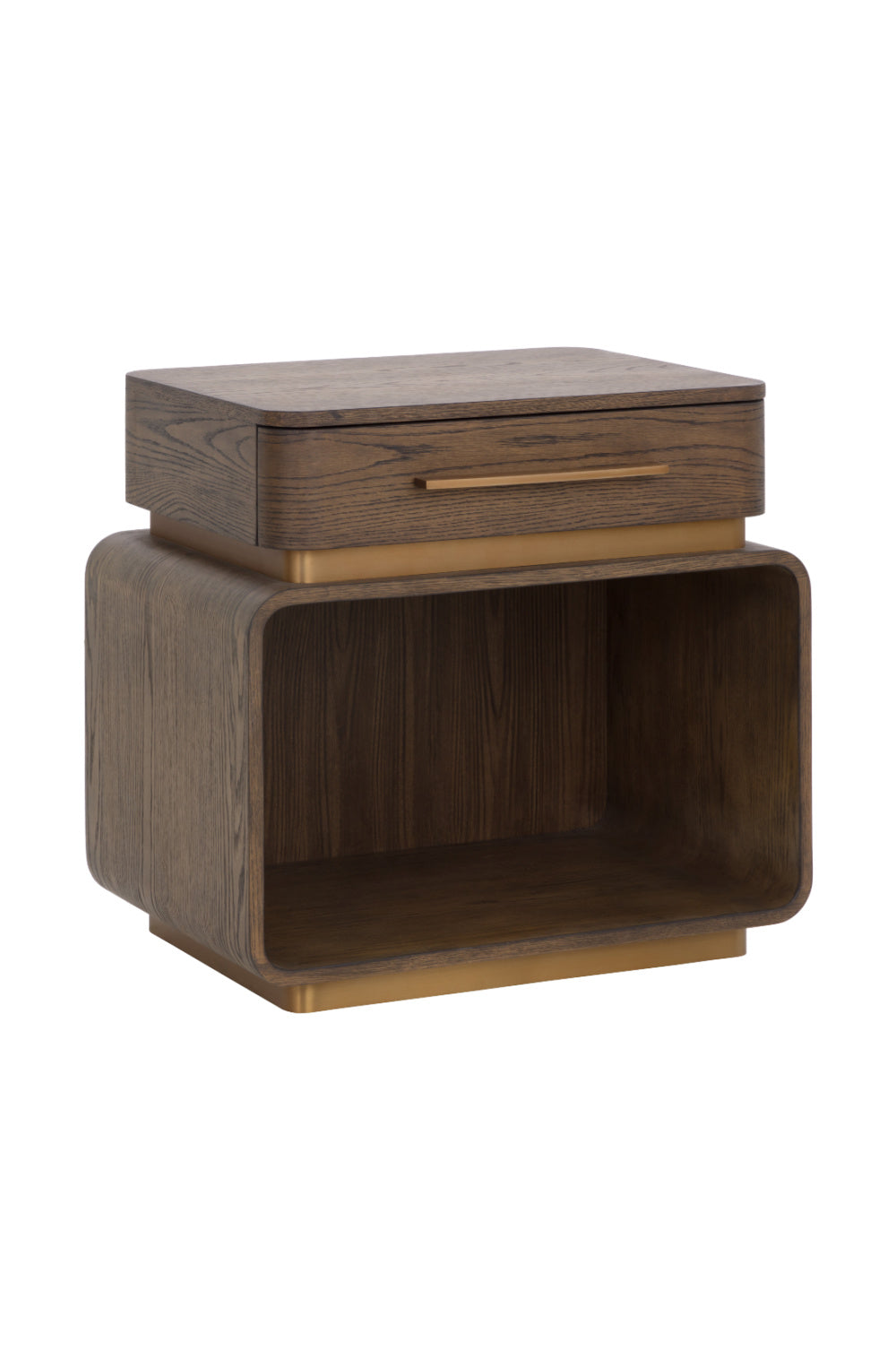 Brown Oak 1-Drawer Nightstand by Splendido Taro, alternate view 3