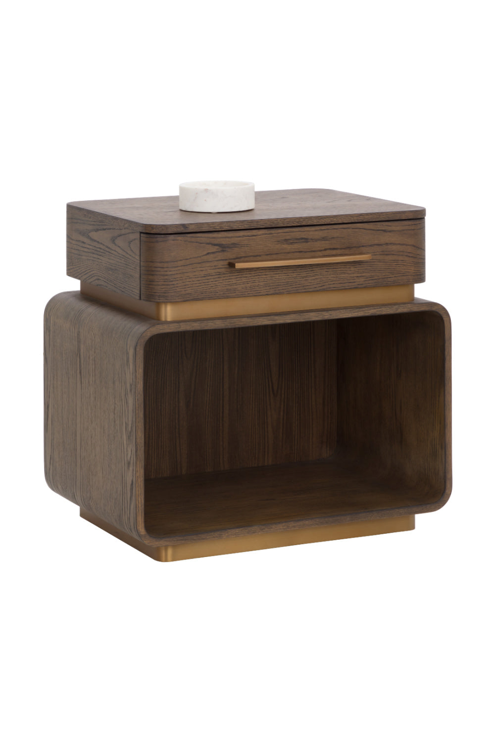 Brown Oak 1-Drawer Nightstand by Splendido Taro, alternate view 4