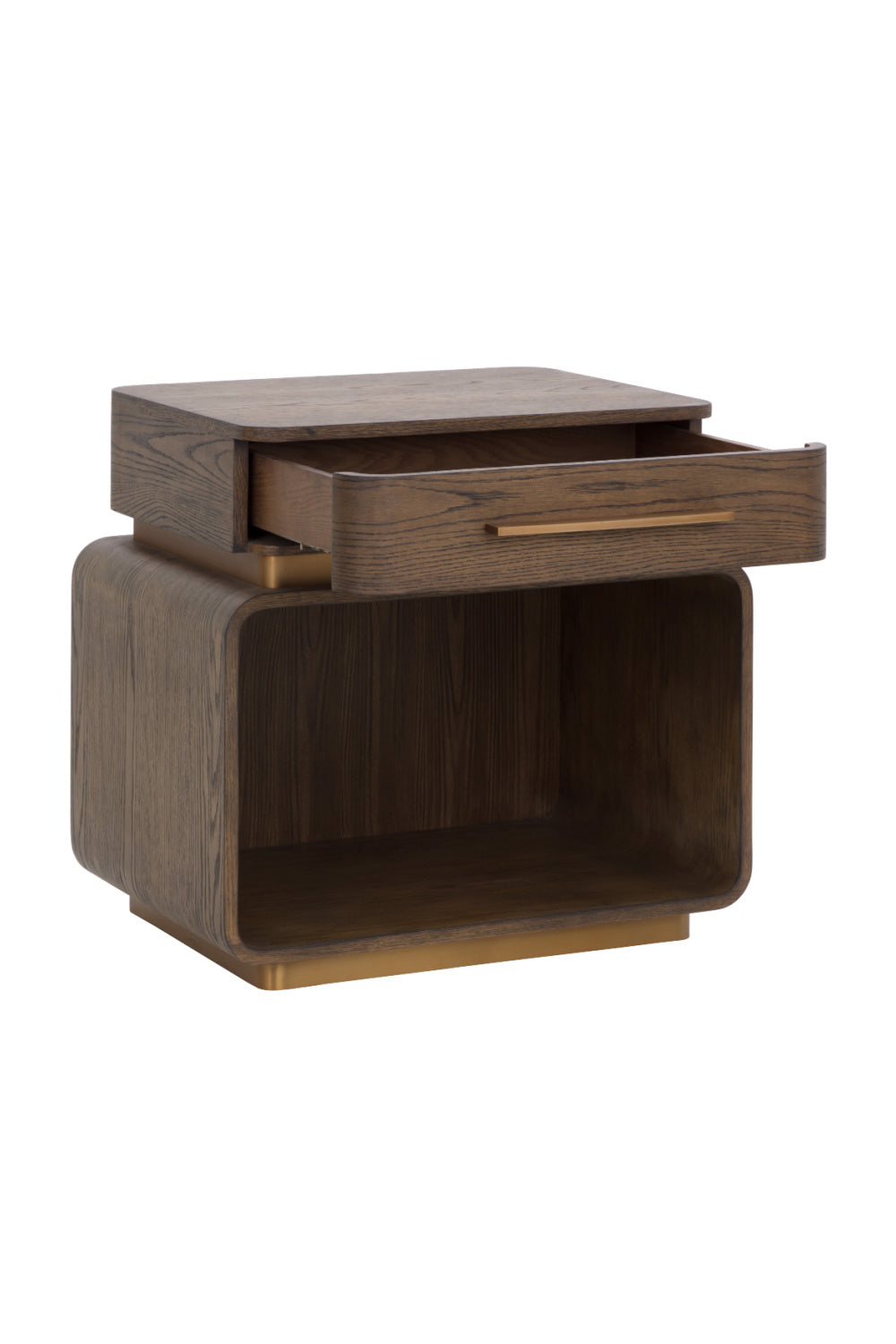 Brown Oak 1-Drawer Nightstand by Splendido Taro, alternate view 5