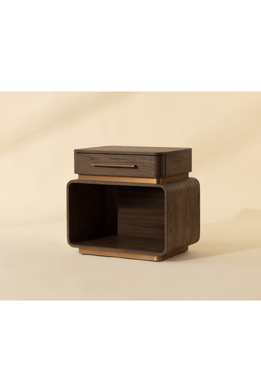 Brown Oak 1-Drawer Nightstand by Splendido Taro, alternate view 8