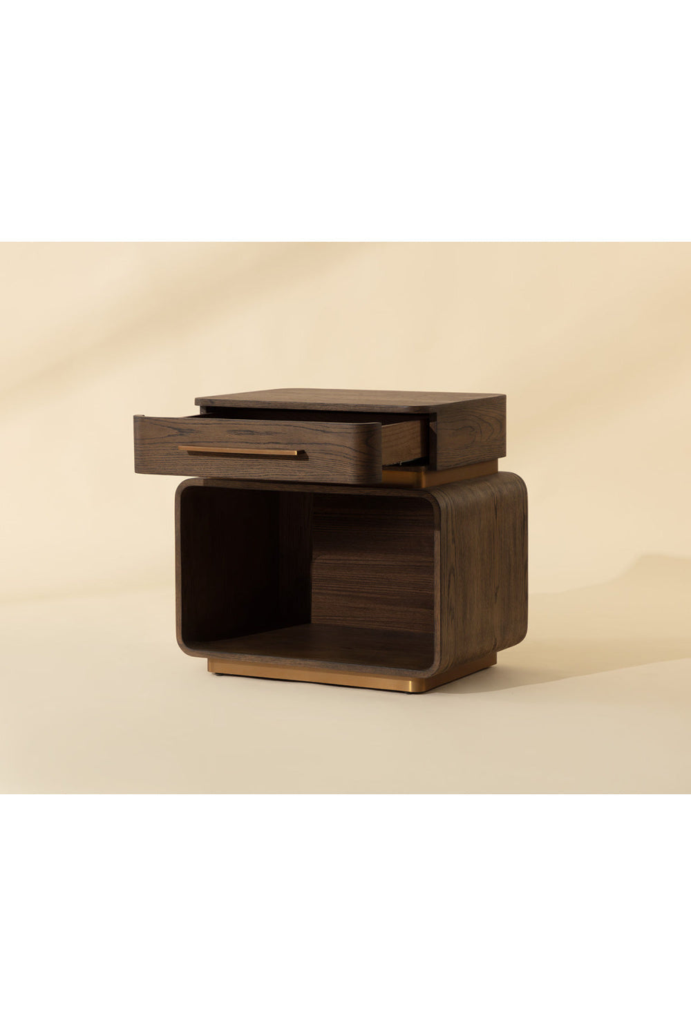 Brown Oak 1-Drawer Nightstand by Splendido Taro, alternate view 9