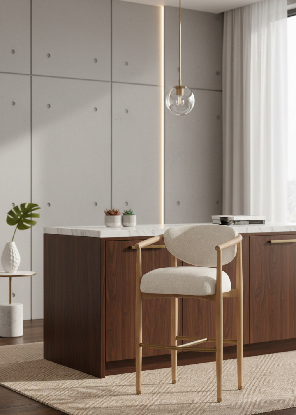 Solid Oak Framed Bar Stool by Splendido Sigrid Barstool, alternate view 2