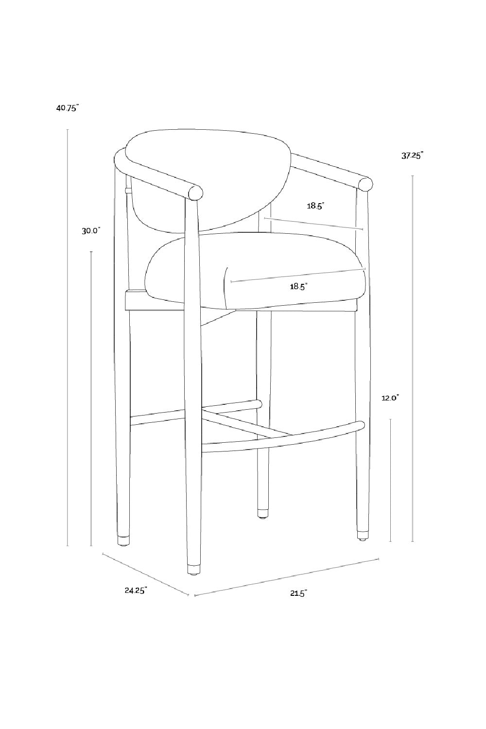 Solid Oak Framed Bar Stool by Splendido Sigrid Barstool, alternate view 9