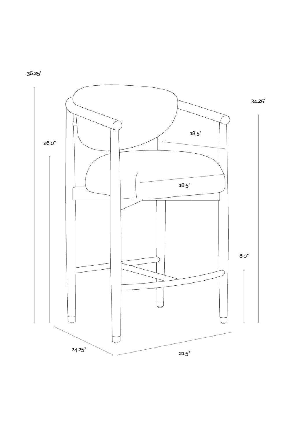 Oak Framed Counter Stool by Splendido Sigrid, alternate view 10