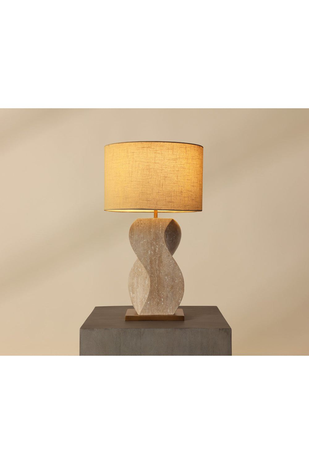 Modern European furniture - Wavy Travertine Base Table Lamp - www.oroa.com