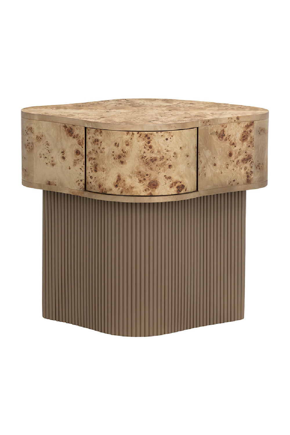 Burl Veneer Nightstand - Freeform Drawer Base by Splendido Fern Furniture > Bedroom Furniture > Nightstands