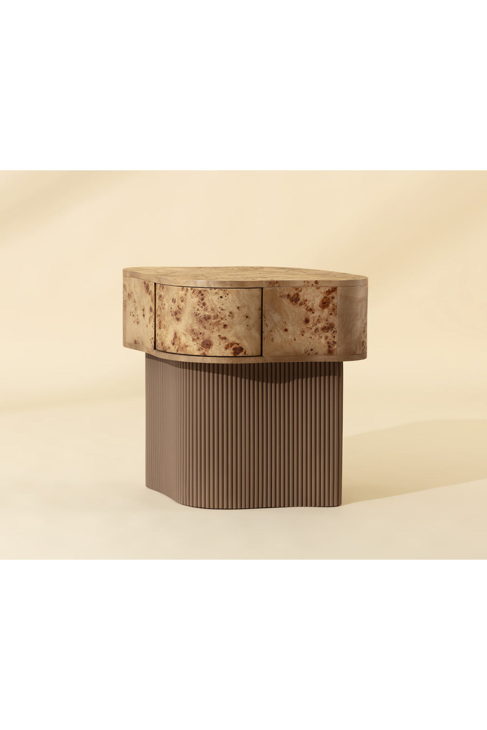 Burl Veneer Nightstand - Freeform Drawer Base by Splendido Fern Furniture > Bedroom Furniture > Nightstands, alternate view 10