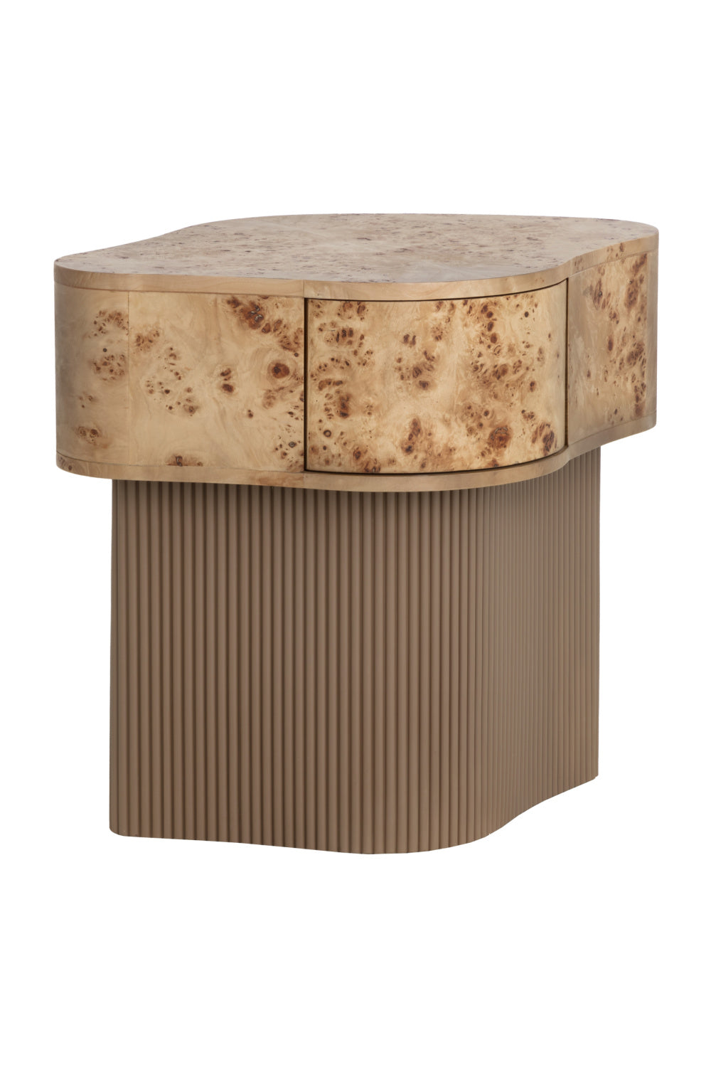 Burl Veneer Nightstand - Freeform Drawer Base by Splendido Fern Furniture > Bedroom Furniture > Nightstands, alternate view 3