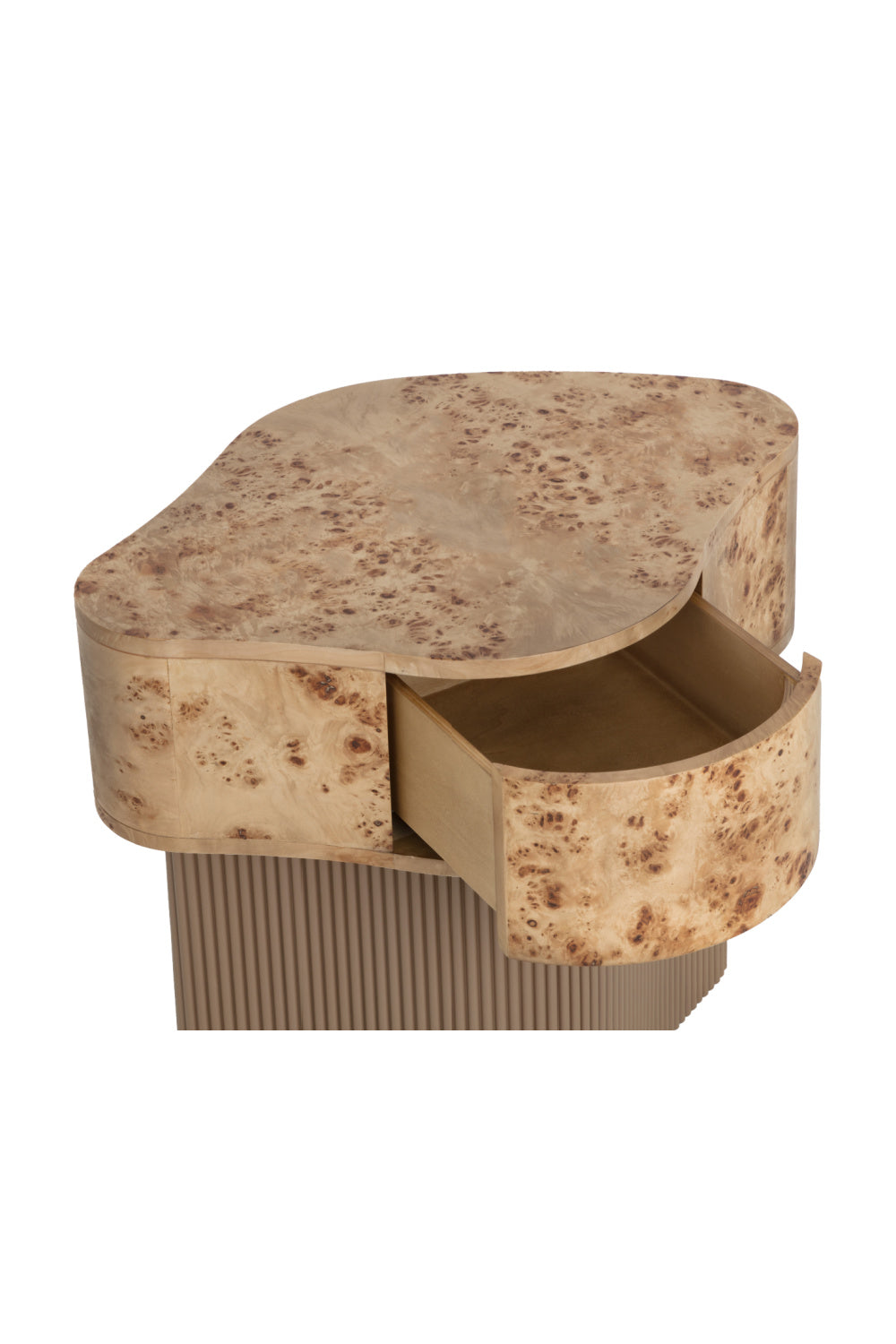 Burl Veneer Nightstand - Freeform Drawer Base by Splendido Fern Furniture > Bedroom Furniture > Nightstands, alternate view 8