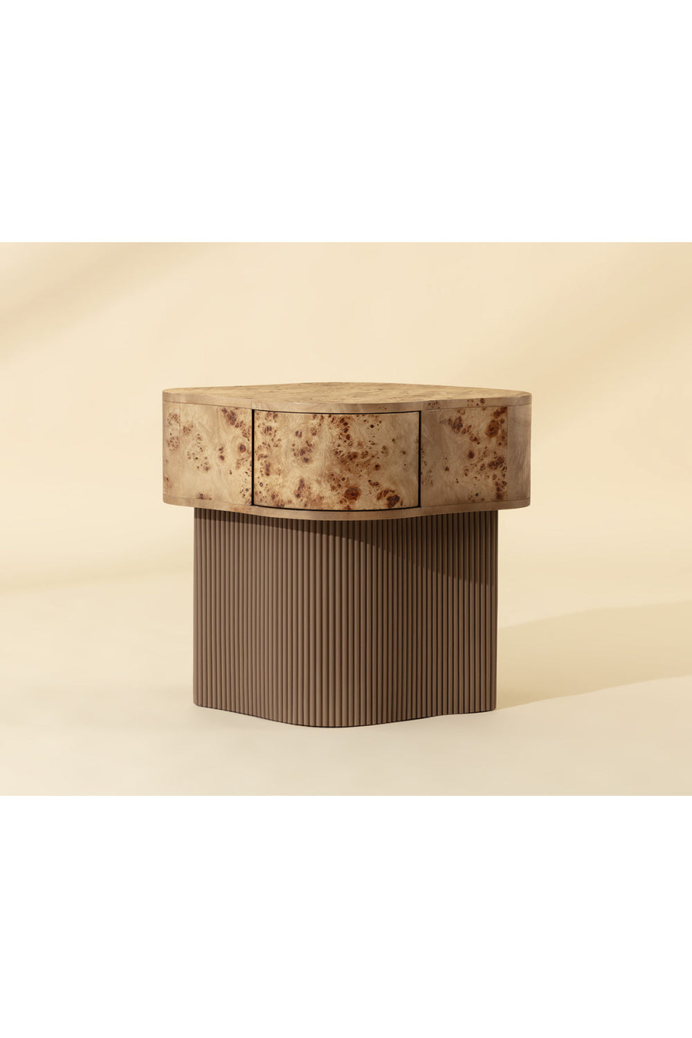 Burl Veneer Nightstand - Freeform Drawer Base by Splendido Fern Furniture > Bedroom Furniture > Nightstands, alternate view 9