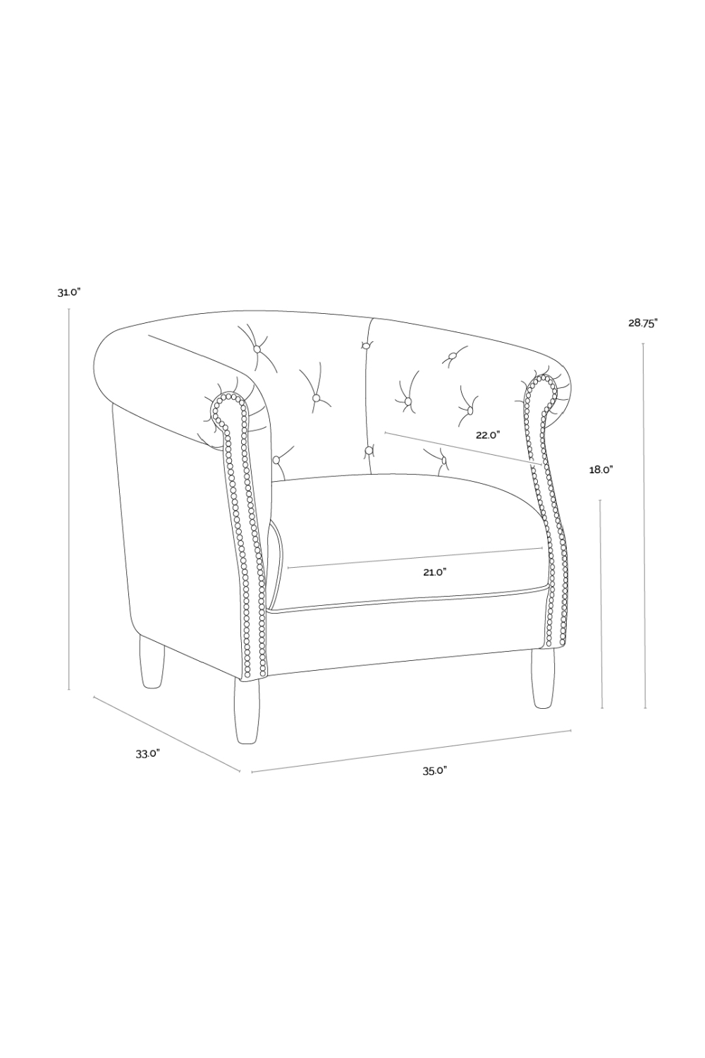 Leather Chesterfield Lounge Chair by Splendido Marjorie Accent Chair, alternate view 22