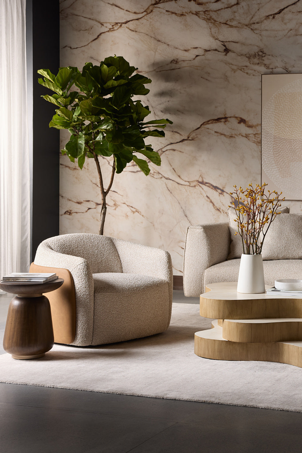 White Textured Swivel Lounge Chair by Splendido Caris Accent Chair, alternate view 2