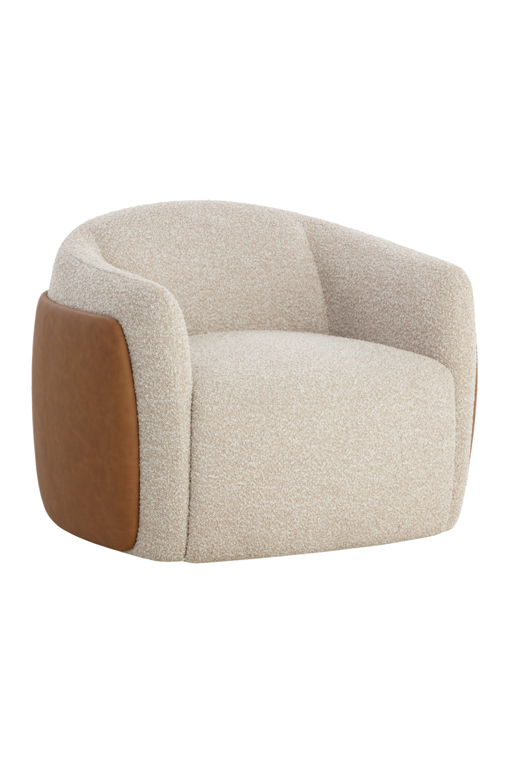 White Textured Swivel Lounge Chair by Splendido Caris Accent Chair