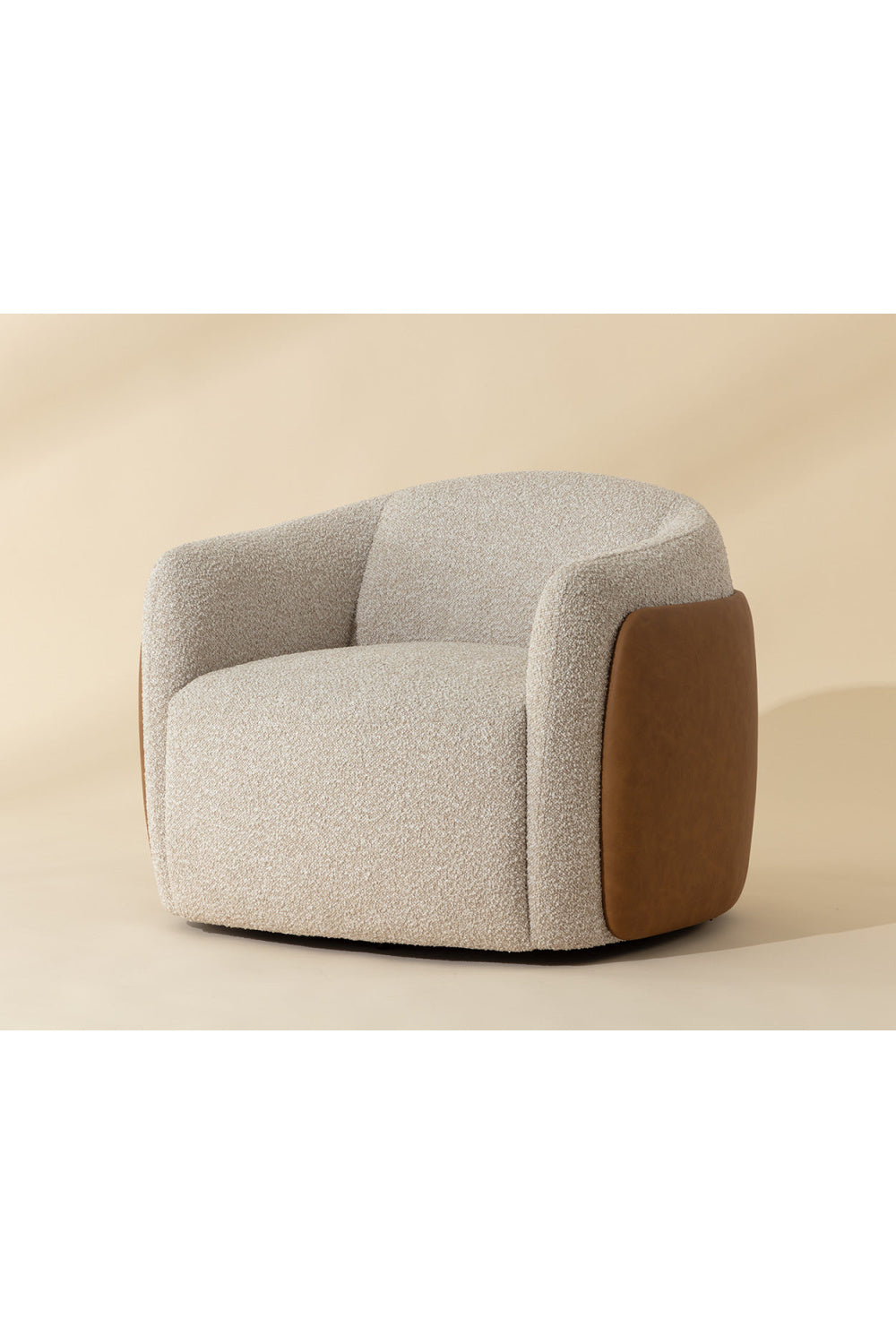 White Textured Swivel Lounge Chair by Splendido Caris Accent Chair, alternate view 8