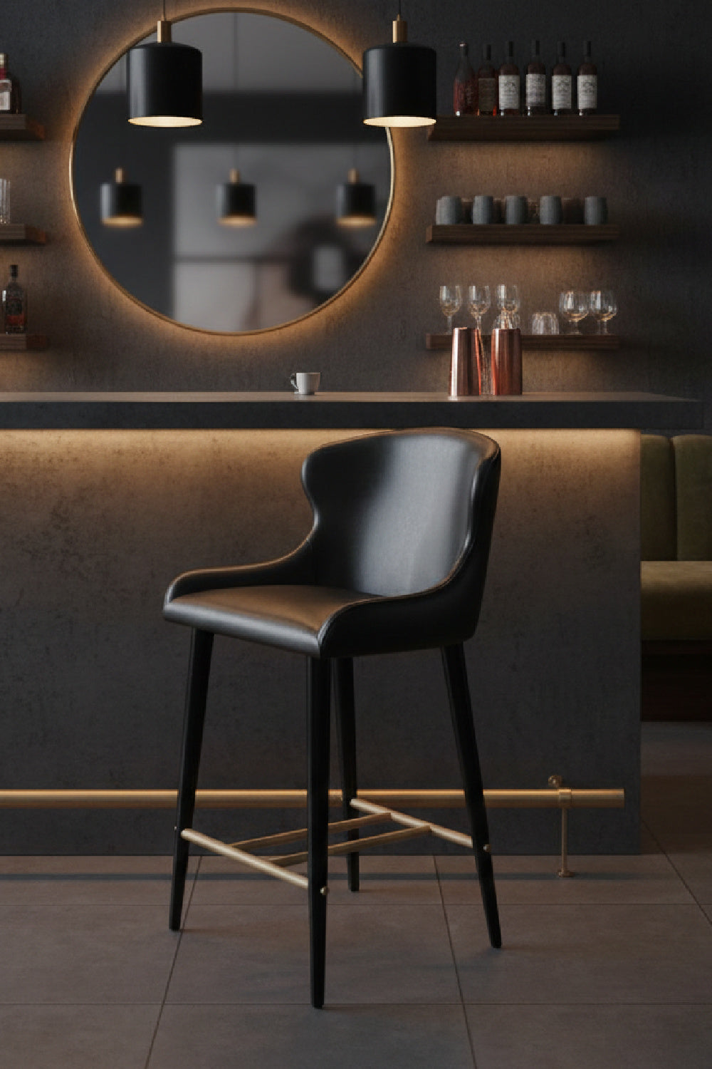 Leather Look Shell Counter Stool by Splendido Evora Barstool, alternate view 8