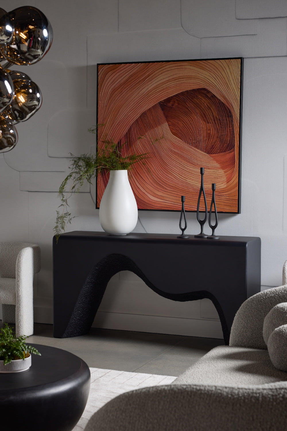 Black Sculpted Indoor/Outdoor Console Table by Splendido Montanus, alternate view 8