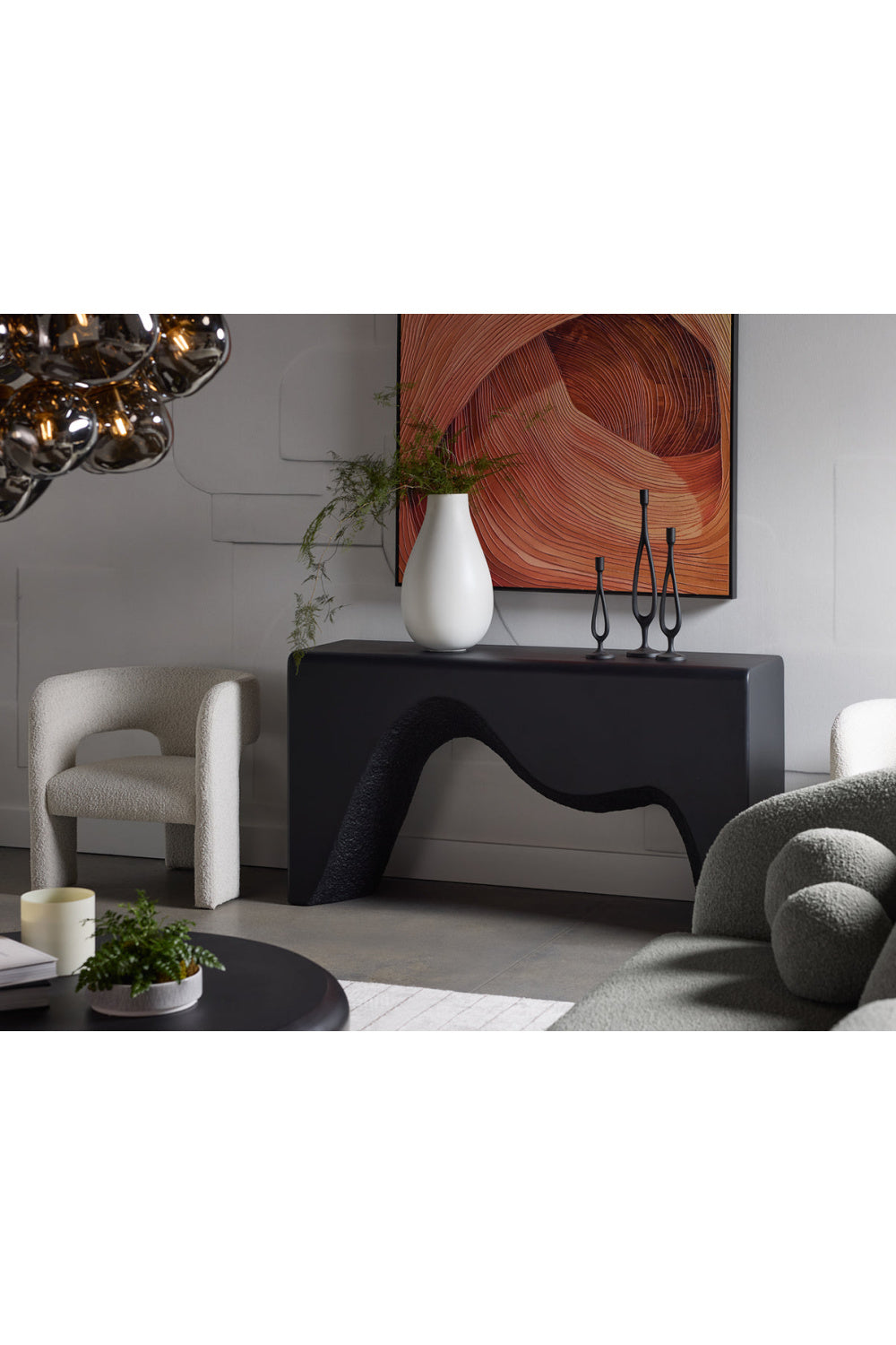 Black Sculpted Indoor/Outdoor Console Table by Splendido Montanus, alternate view 6