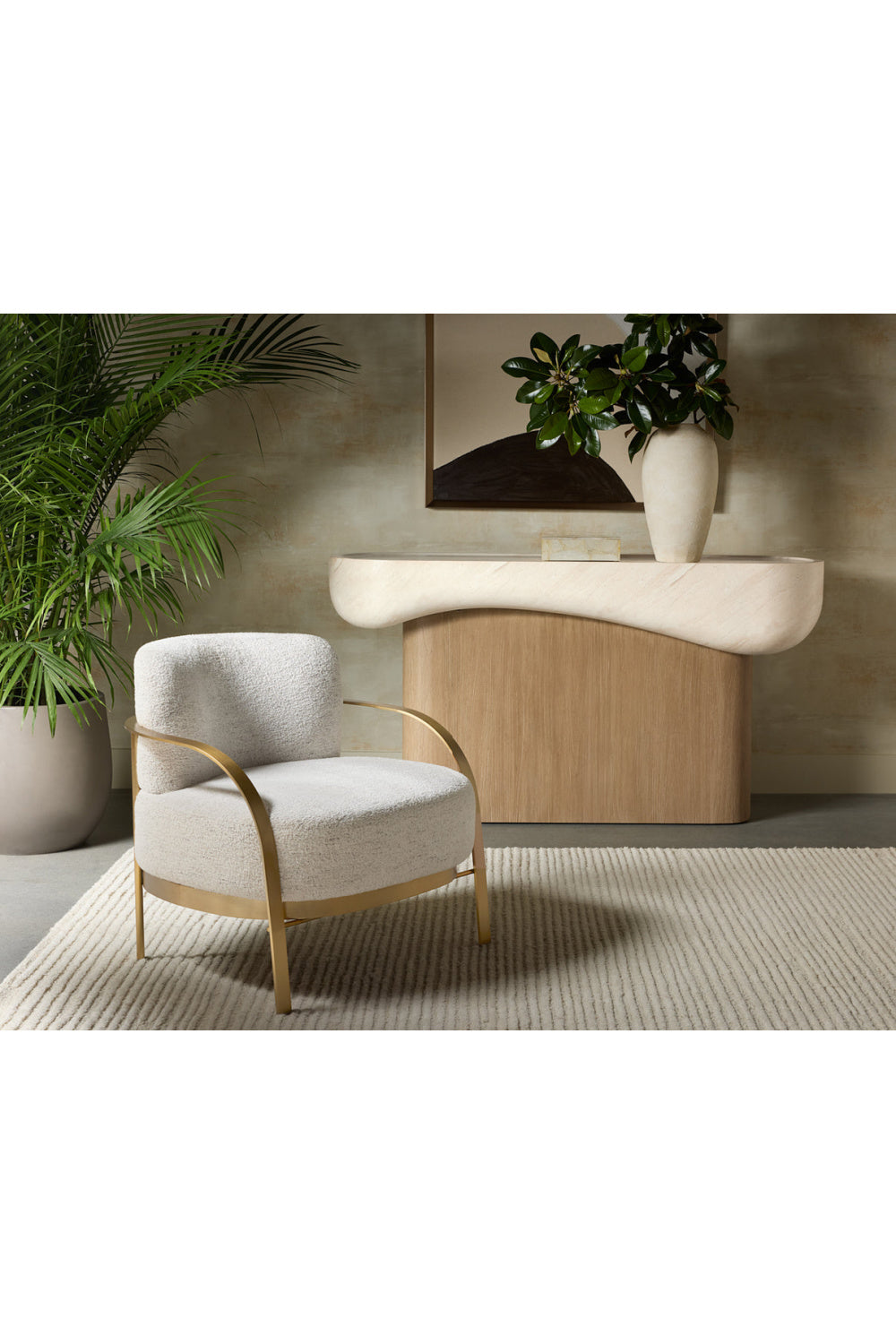 Travertine Look Indoor/Outdoor Console Table by Splendido Oreste Outdoor Dining Table, alternate view 10