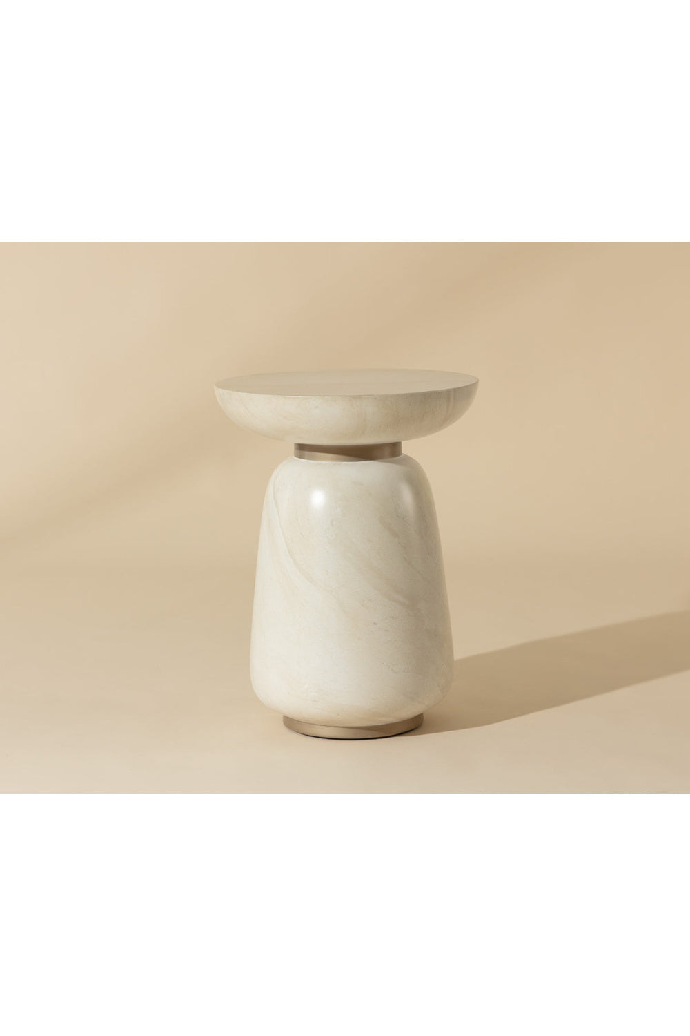 Travertine Look Indoor/Outdoor End Table by Splendido Hali Side Table, alternate view 7