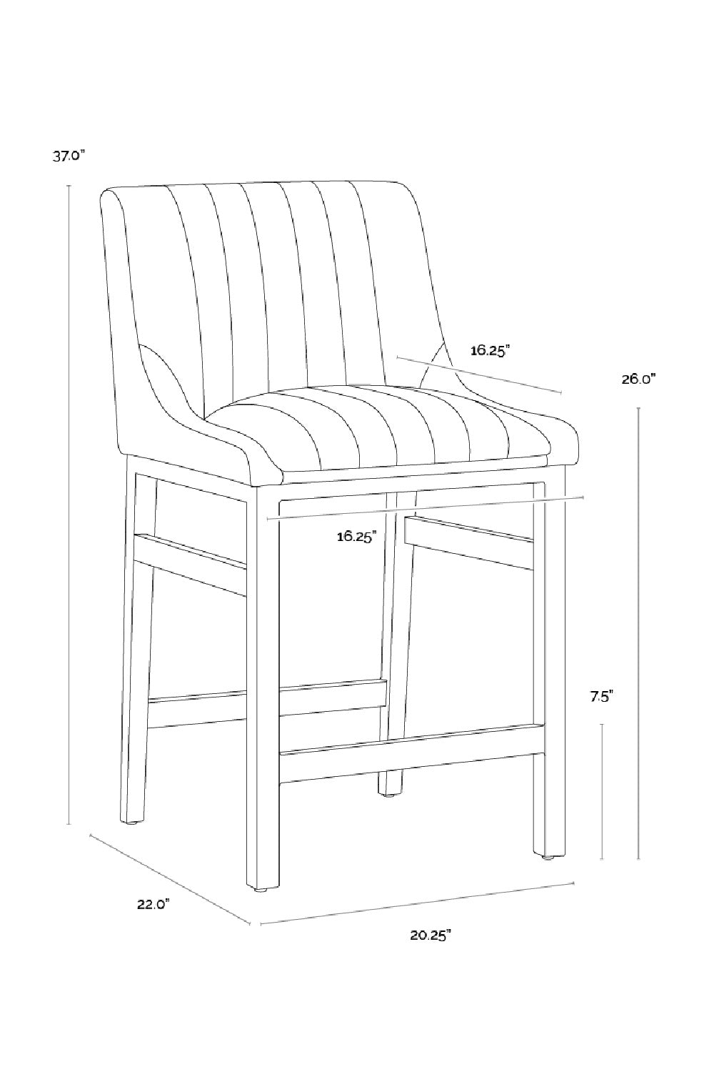 Channel-Tufted Counter Stool by Splendido Halden, alternate view 19
