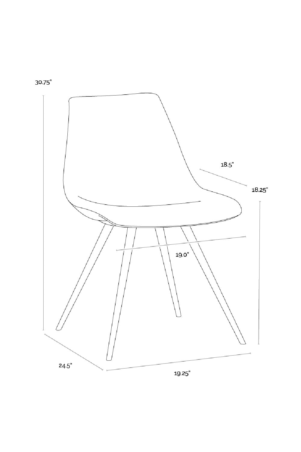 Fabric Shell Dining Chair by Splendido Lipa, alternate view 9