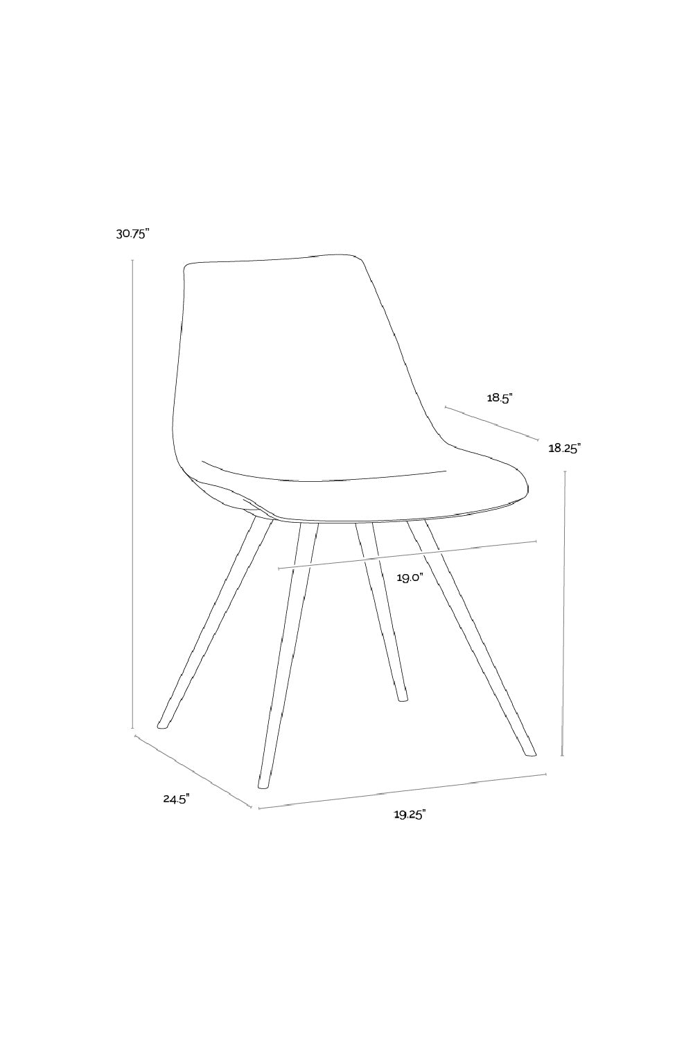Fabric Shell Dining Chair by Splendido Lipa, alternate view 18