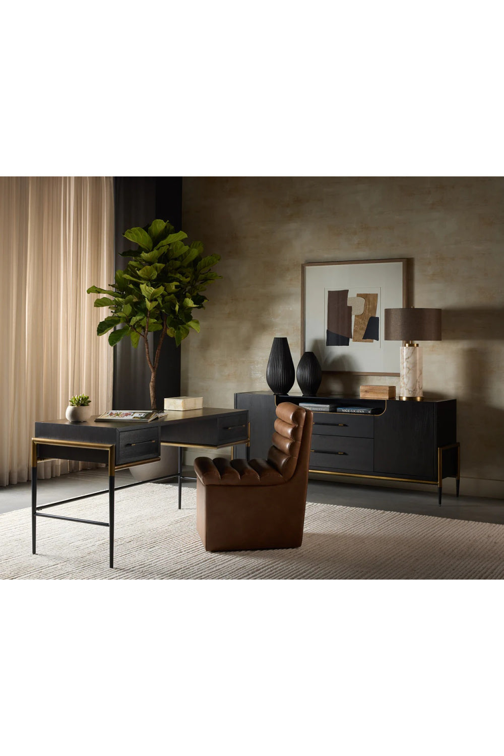 Black Wooden 2-Drawer Sideboard by Splendido Weldrick, alternate view 9