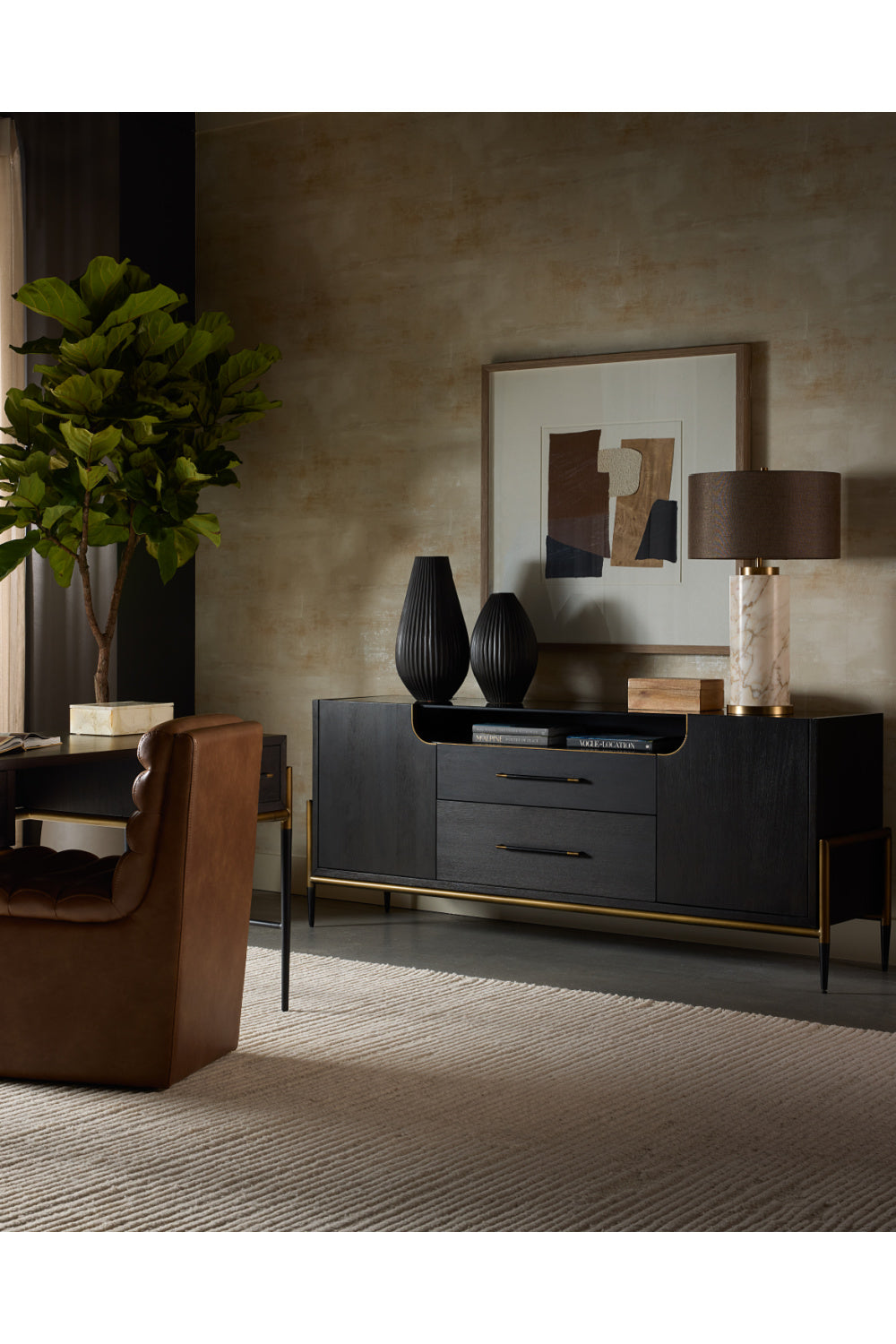 Black Wooden 2-Drawer Sideboard by Splendido Weldrick, alternate view 11