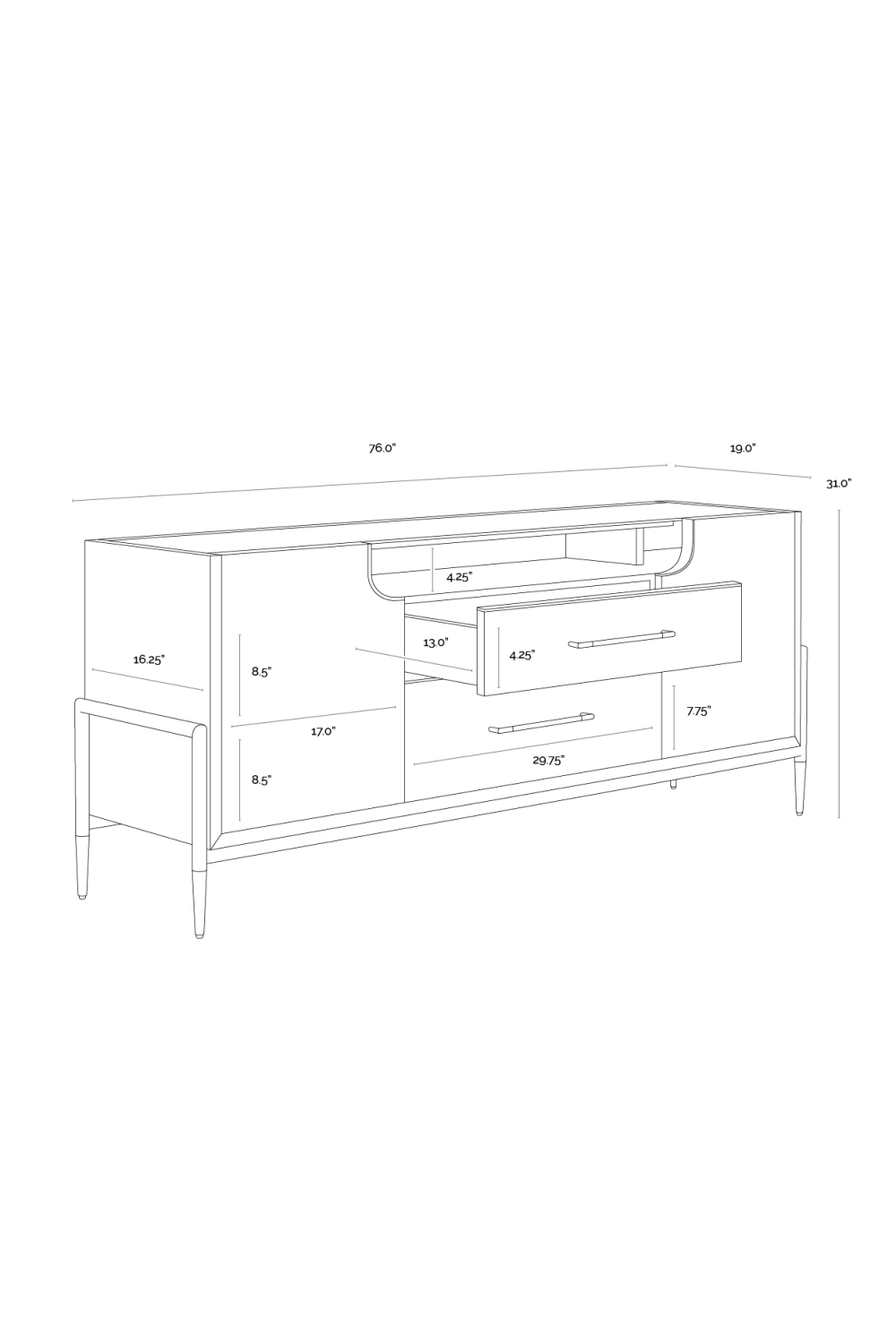 Black Wooden 2-Drawer Sideboard by Splendido Weldrick, alternate view 8