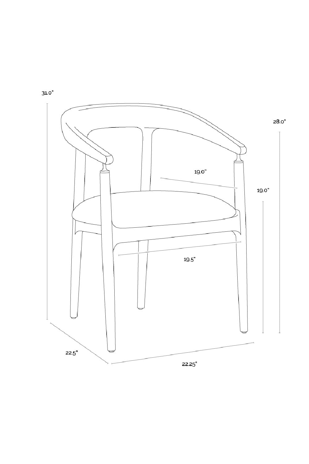 Minimalist Dining Armchair by Splendido Valmont Dining Chair, alternate view 7