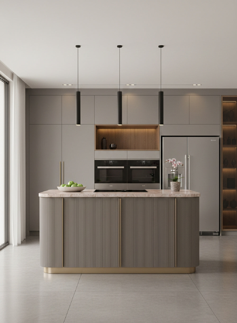 Marble Top & Wood Base Kitchen Island by Splendido Cataldi Dining Table, alternate view 2