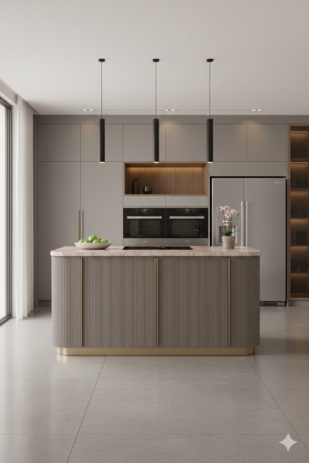 Modern European furniture - Marble Top & Wood Base Kitchen Island - www.oroa.com