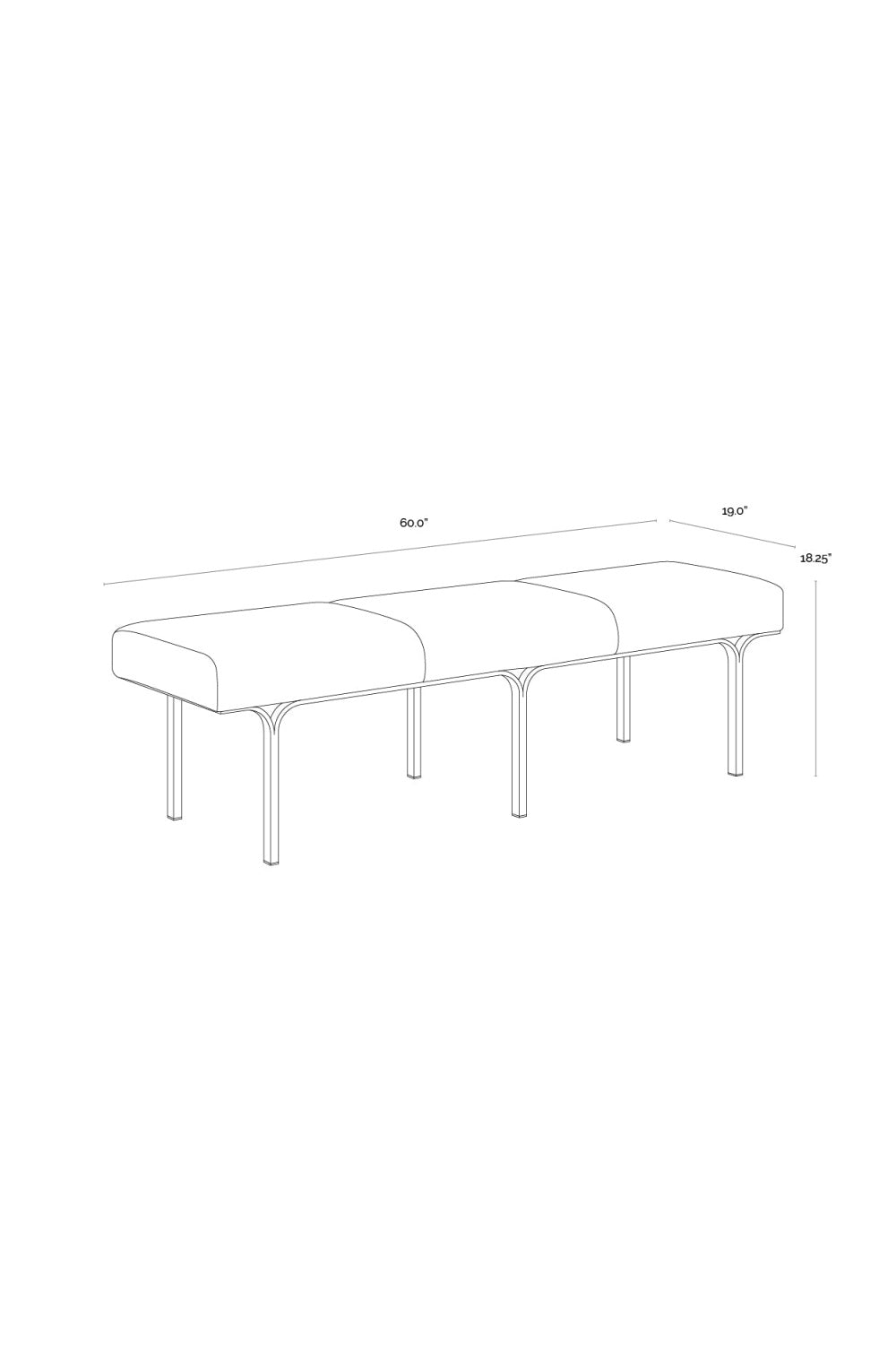 Slim Frame Upholstered Bench by Splendido Nuvella, alternate view 12