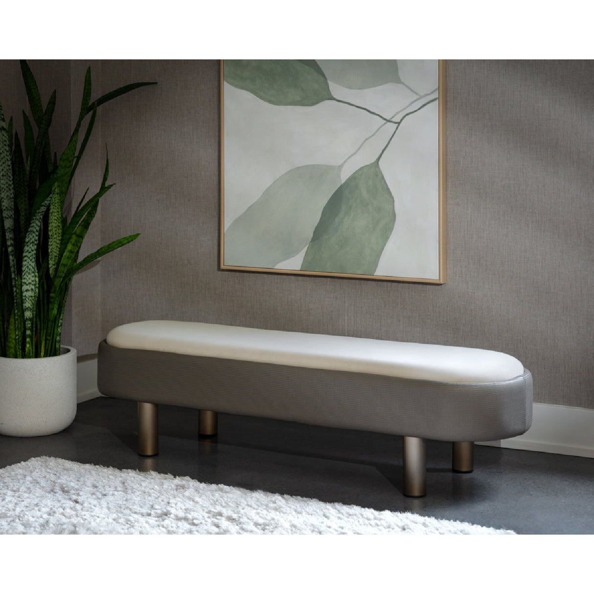 Modern European furniture - Taupe Modern Bench - www.oroa.com