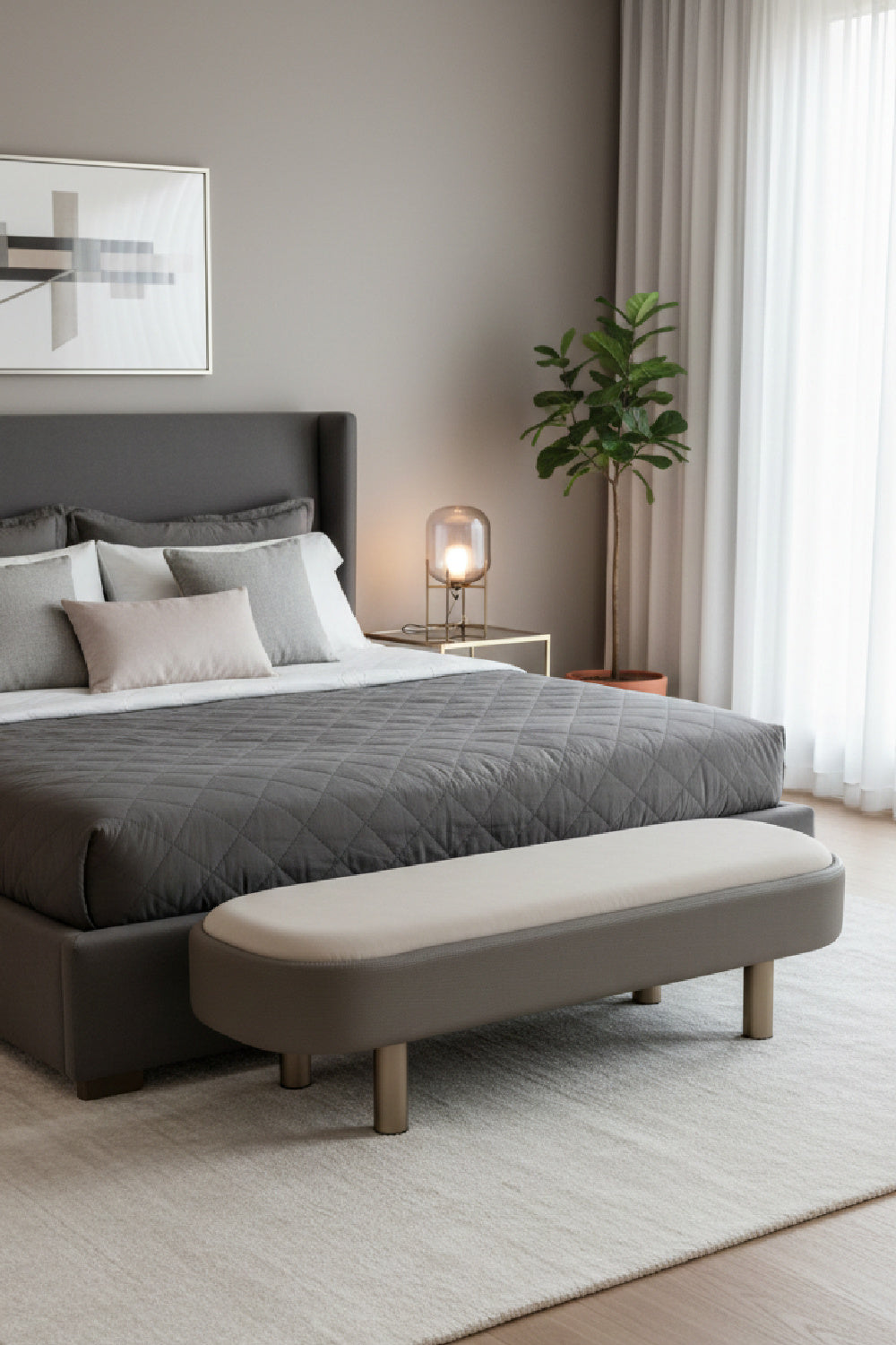 Taupe Modern Bench by Splendido Odella, alternate view 2