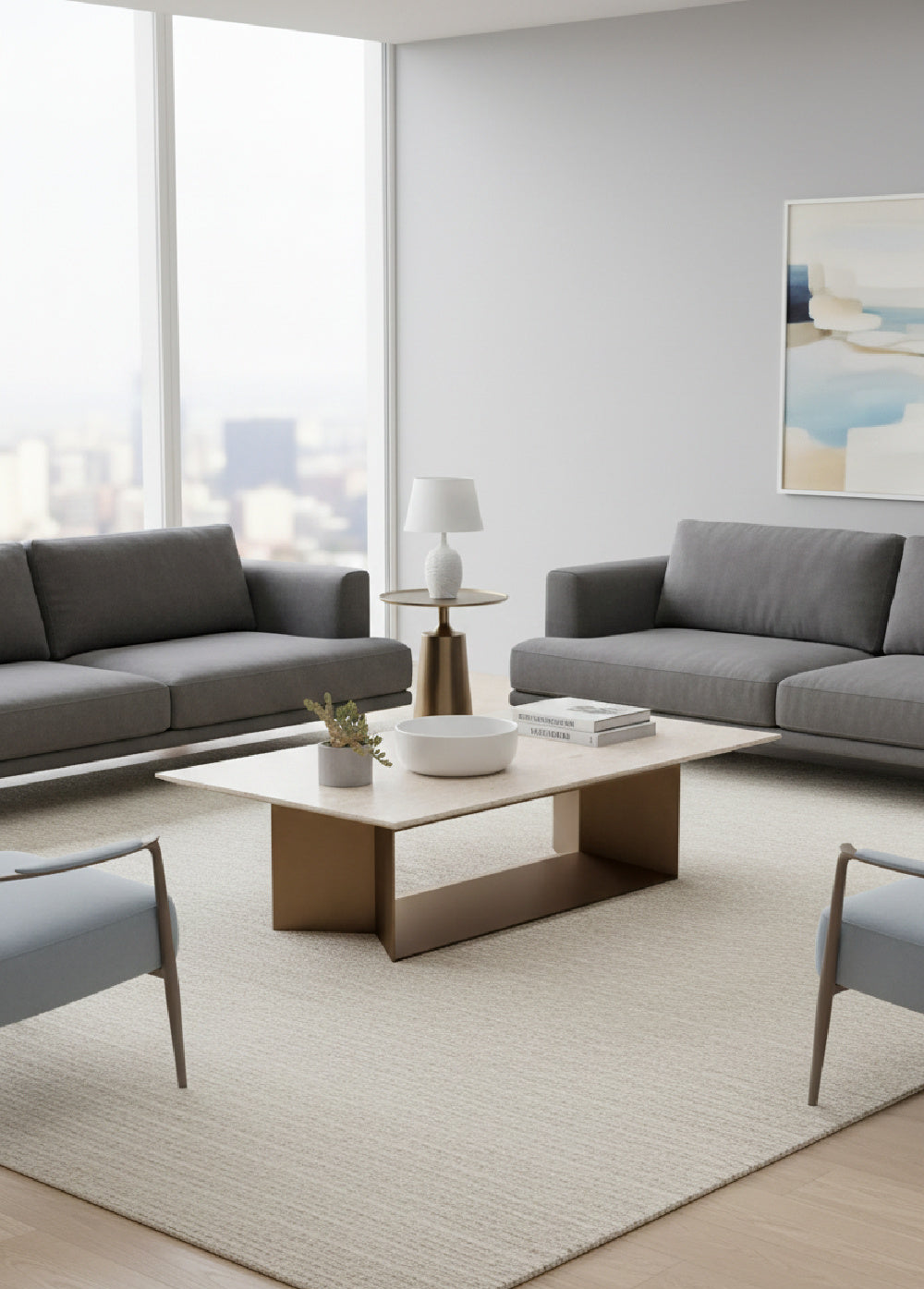 Modern European furniture - Cream Marble Coffee Table - www.oroa.com