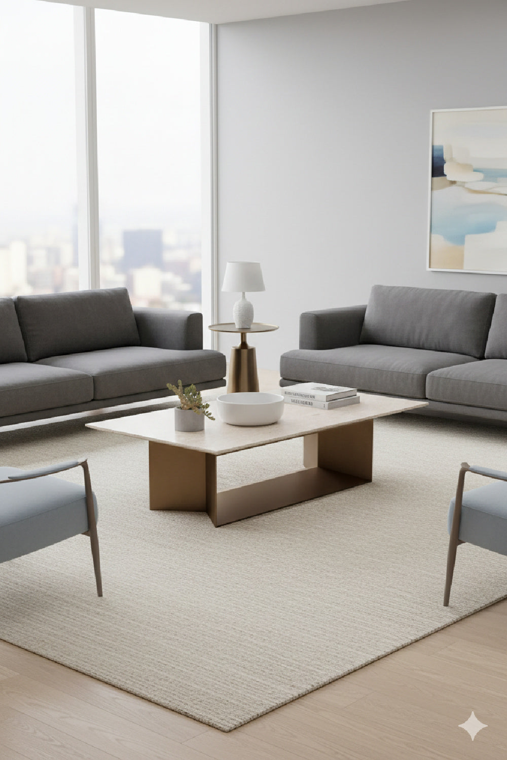 Modern European furniture - Cream Marble Coffee Table - www.oroa.com