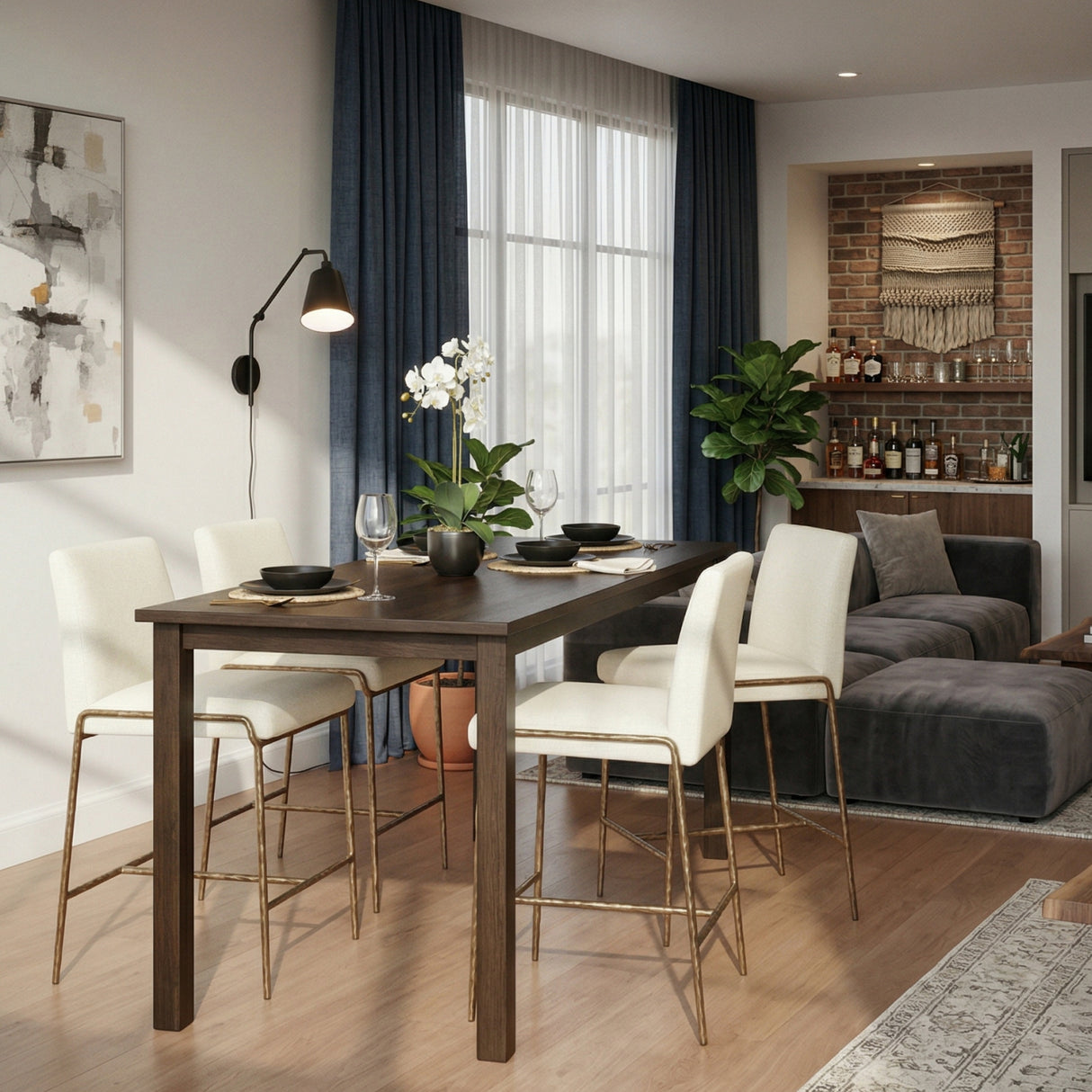 Curved Modern Counter Stool by Splendido Lathan, alternate view 2