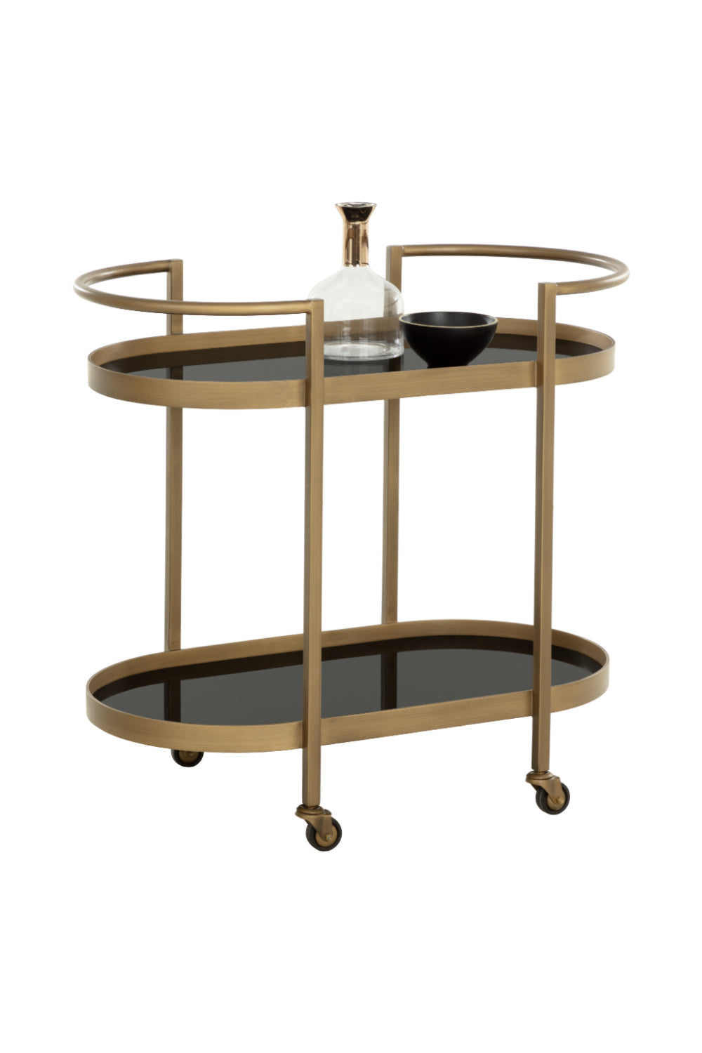 Antique Brass Bar Cart by Splendido Bartlett Trolley, alternate view 4