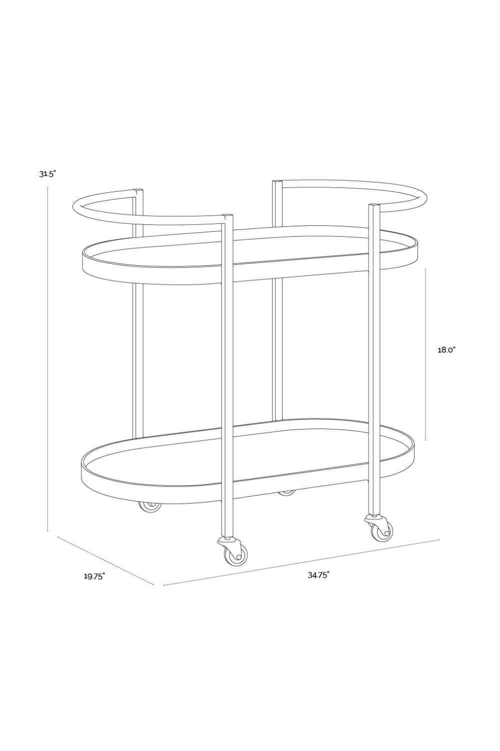 Modern European furniture - Antique Brass Bar Cart - www.oroa.com